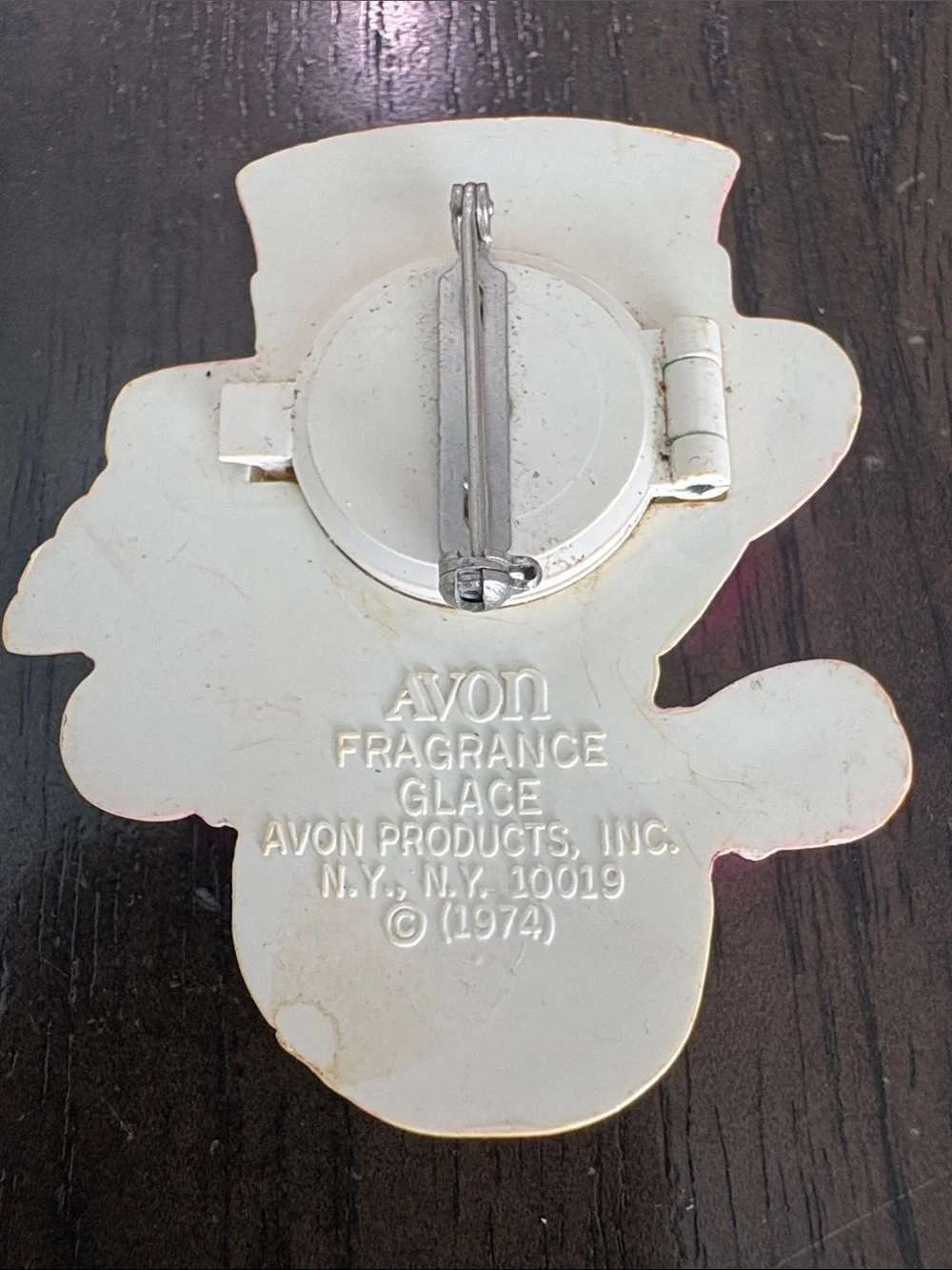 1974s Avon Cream Snowman Fragrance Pin